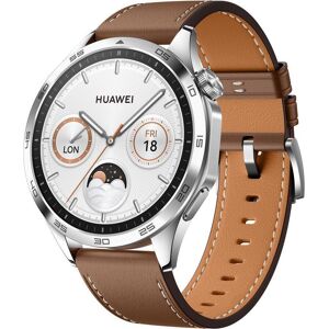 HUAWEI Watch GT 4 - Brown, Leather Strap, 46 mm, Silver/Grey,Brown