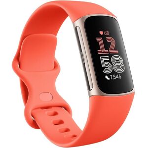 FITBIT Charge 6 Fitness Tracker - Coral, Silicone Strap, Universal, Orange,Pink