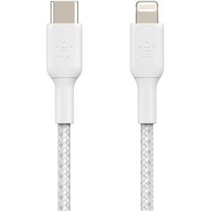 BELKIN Braided USB Type-C to Lightning Cable - 1 m, White, White