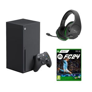 MICROSOFT Xbox Series X, EA Sports FC 24 & CloudX Stinger Coreu0026tradeXbox Wireless Gaming Headset Bundle, Black