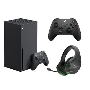 MICROSOFT Xbox Series X, Additional Black Controller & CloudX Stinger Coreu0026tradeXbox Wireless Gaming Headset Bundle, Black