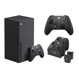 MICROSOFT Xbox Series X, Additional Black Controller & VS2881 Xbox Series X/S & Xbox One Twin Docking Station (Black) Bundle, Black