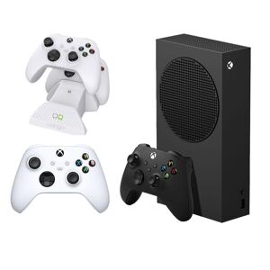 Microsoft Xbox Series S (1 TB), Additional White Controller & VS2871 Xbox Series X/S & Xbox One Twin Docking Station (White) Bundle, Black