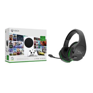 MICROSOFT Xbox Series S, Xbox Game Pass Ultimate (3 months) & CloudX Stinger Coreu0026tradeWireless Headset Bundle, White