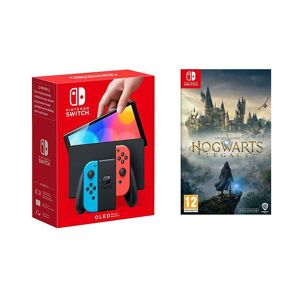 Nintendo Switch OLED Neon & Hogwarts Legacy Bundle, Red,Blue