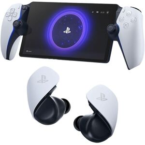 Sony PlayStation Portal Remote Player & Pulse Explore PS5 Wireless Gaming Earbuds (White) Bundle