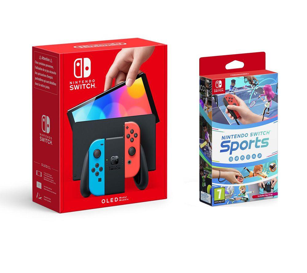 Nintendo Switch OLED & Sports Bundle - Neon Red & Blue, Red,Blue