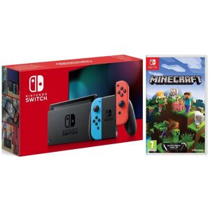 Nintendo Switch Neon & Minecraft Bundle, Red,Silver/Grey,Blue