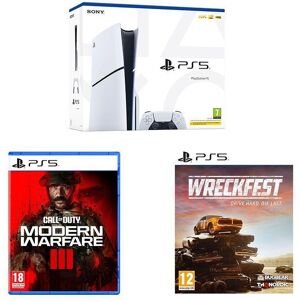 Sony PlayStation 5 (Model Group - Slim), Wreckfest & Call of Duty: Modern Warfare III Bundle, White