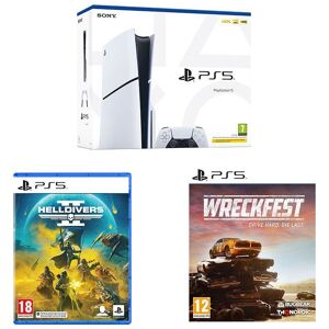 Sony PlayStation 5 Model Group (Slim), Wreckfest & Helldivers 2 Bundle, White