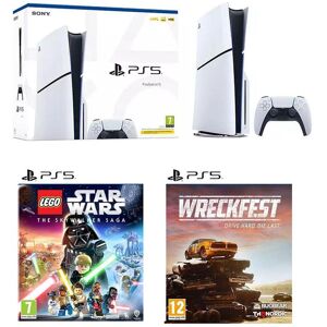 Sony PlayStation 5 Model Group (Slim),  Wreckfest & LEGO Star Wars: The Skywalker Saga - PS5 Bundle, White