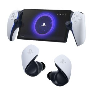 Sony PlayStation Portal Remote Player & Pulse Explore PS5 Wireless Gaming Earbuds (White) Bundle