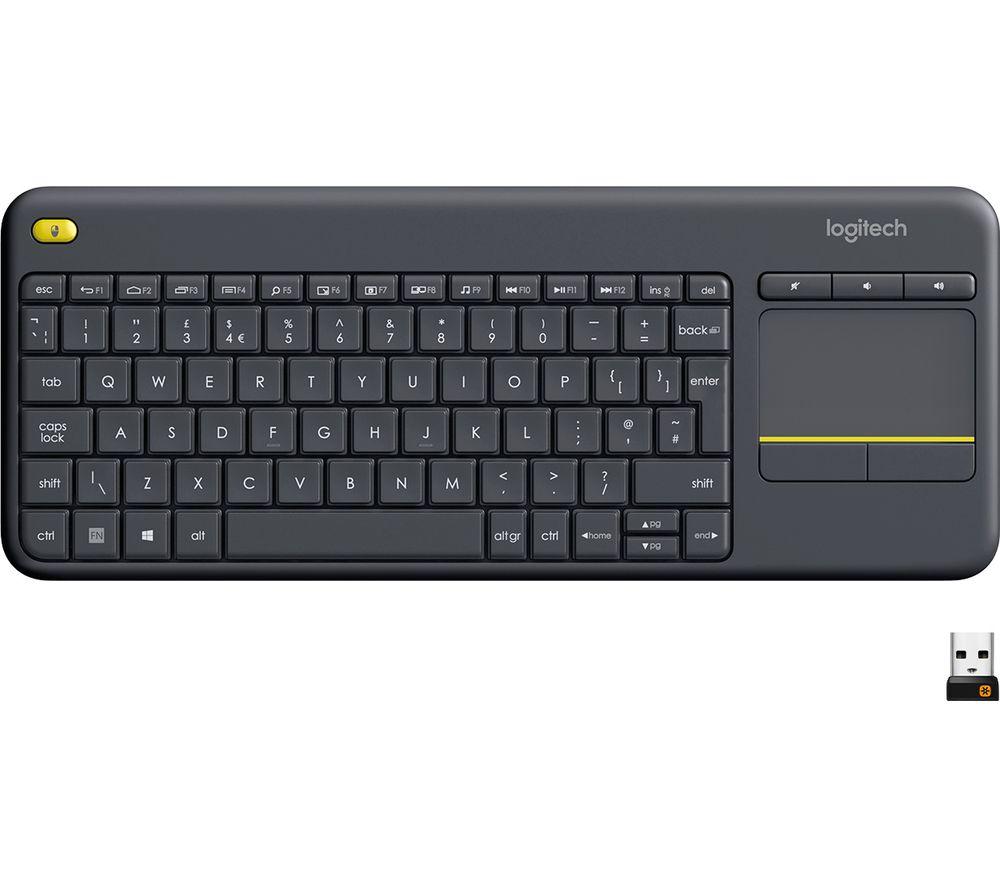 LOGITECH K400 Plus Wireless Keyboard - Dark Grey, Silver/Grey