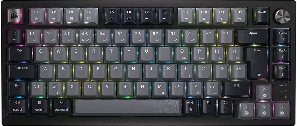 CORSAIR K65 Plus RGB 75% Wireless Mechanical Gaming Keyboard - Black, Black,Silver/Grey