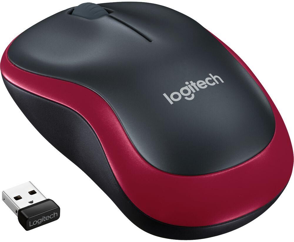 LOGITECH M185 Wireless Optical Mouse - Black & Red, Black,Red