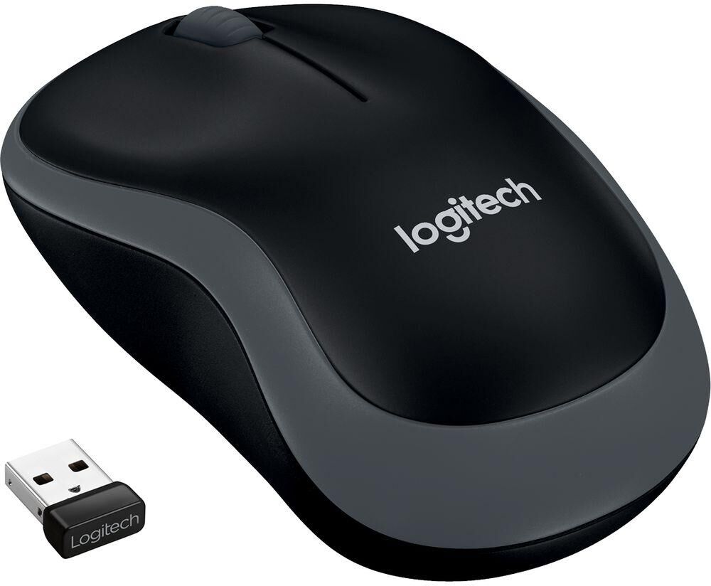 LOGITECH M185 Wireless Optical Mouse - Grey, Silver/Grey