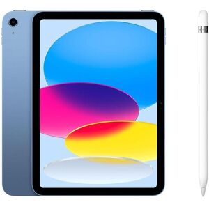 Apple 10.9” iPad (2022, 64 GB, Blue) & Pencil (1st Generation) Bundle, Blue,White