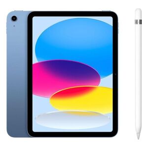 Apple 10.9” iPad Cellular (2022, 256 GB, Blue) & Pencil (1st Generation) Bundle, Blue