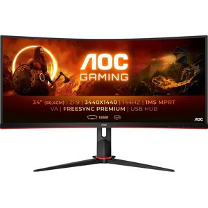 AOC CU34G2X/BK Quad HD 34" Curved VA Gaming Monitor - Black & Red, Black,Red