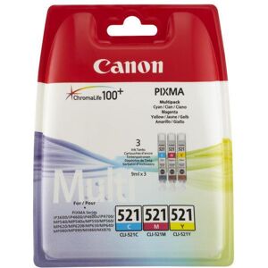 Canon CLI-521 Cyan, Magenta & Yellow Ink Cartridges - Multipack, Tri-colour