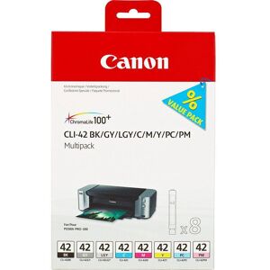 Canon CLI-42 Black, Grey, Light Grey, Cyan, Magenta, Yellow Ink Cartridges - Multipack, Magenta,Grey,Black & Tri-colour,Cyan,Yellow