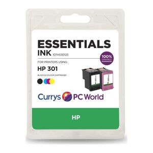 ESSENTIALS HP 301 Combo Black & Tri-colour Ink Cartridges, Black & Tri-colour