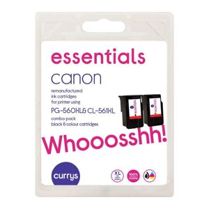 ESSENTIALS Canon PPG-560 XL & CL-561 XL Black & Tri-colour Ink Cartridges, Black & Tri-colour