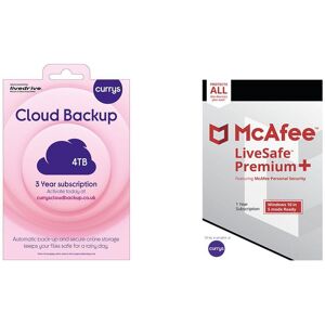 Mcafee LiveSafe Premium (1 year for unlimited devices) & Currys Cloud Backup (4 TB, 3 years) Bundle