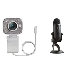 Logitech StreamCam Full HD USB-C Webcam & Yeti Professional USB Microphone Bundle - White & Black