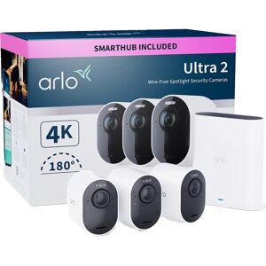 ARLO Ultra 2 4K Ultra HD WiFi Security Camera System - 3 Cameras, White, White