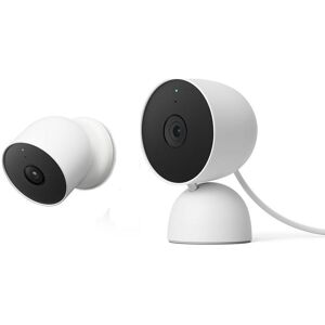 Google Nest Cam Indoor & Outdoor & Nest Cam Indoor Smart Security Camera Bundle, White