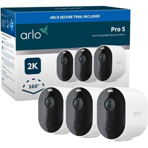 ARLO Pro 5 2K 1520p WiFi Security Camera System - 3 Cameras, White, White