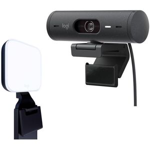 Logitech Brio 500 Full HD Webcam & Litra Glow Streaming Light Bundle