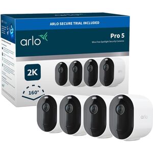 ARLO Pro 5 2K 1520p WiFi Security Camera System - 4 Cameras, White, Black