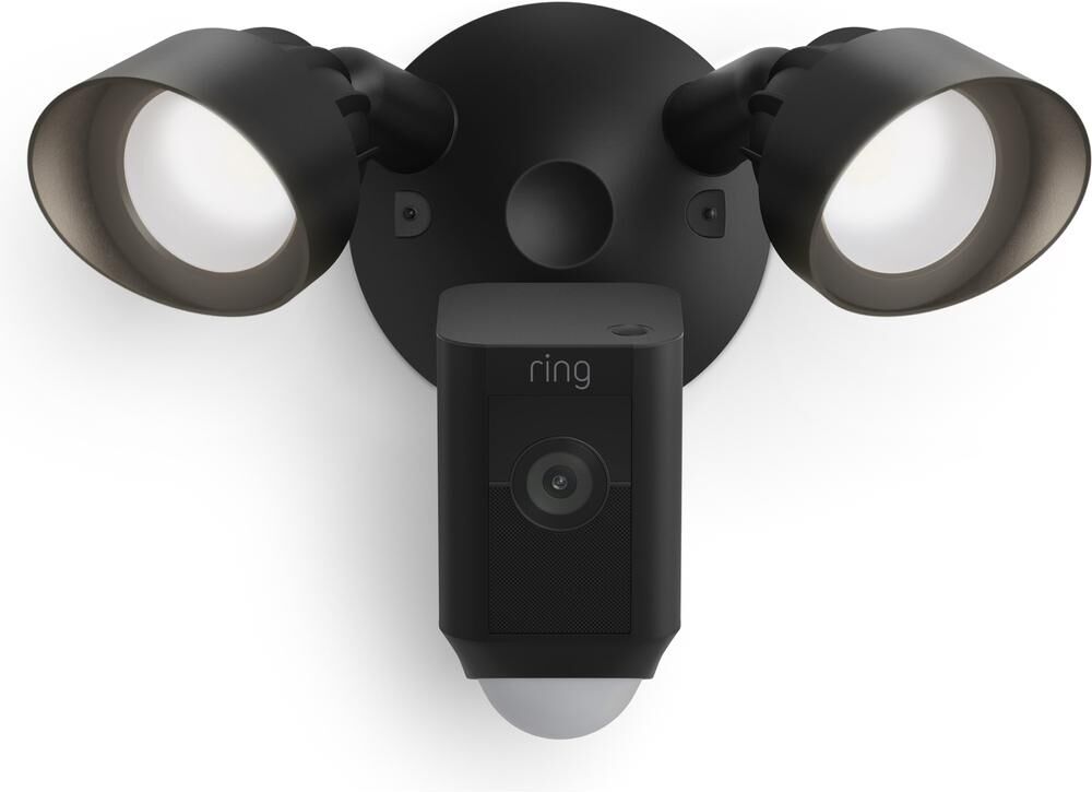 RING Floodlight Wired Plus Full HD 1080p WiFi Security Camera - Black, Black