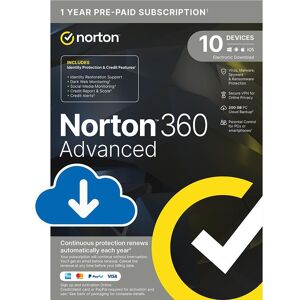 NORTON 360 Advanced - 1 year for 10 devices, Download