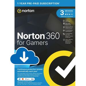 NORTON 360 for Gamers - 1 year for 3 devices, Download