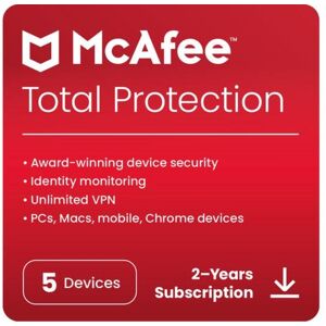 MCAFEE Total Protection - 2 years for 5 devices (download)