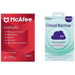 Mcafee LiveSafe (1 year, unlimited devices) & Cloud Backup (4 TB, 1 year) Bundle