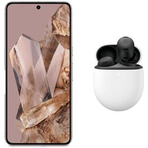 Google Pixel 8 Pro (128 GB, Porcelain) & Pixel Buds Pro Wireless Bluetooth Noise-Cancelling Earbuds (Charcoal) Bundle, White