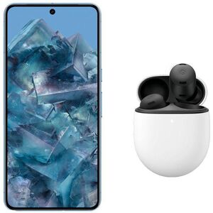 Google Pixel 8 Pro (128 GB, Bay) & Pixel Buds Pro Wireless Bluetooth Noise-Cancelling Earbuds (Charcoal) Bundle, Blue