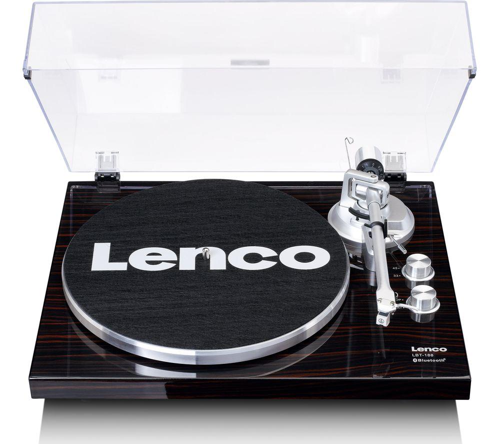 LENCO LBT-188 Belt Drive Bluetooth Turntable - Walnut, Brown