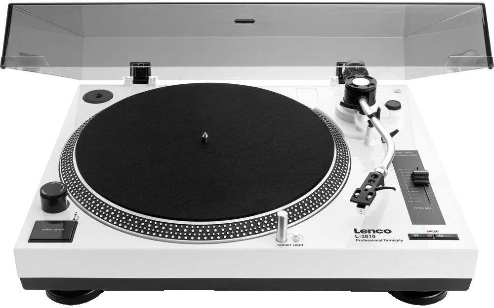 LENCO L-3810 Direct Drive Turntable - White, White