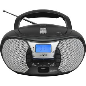 JVC RD-D222B FM Boombox - Black & Silver, Black,Silver/Grey