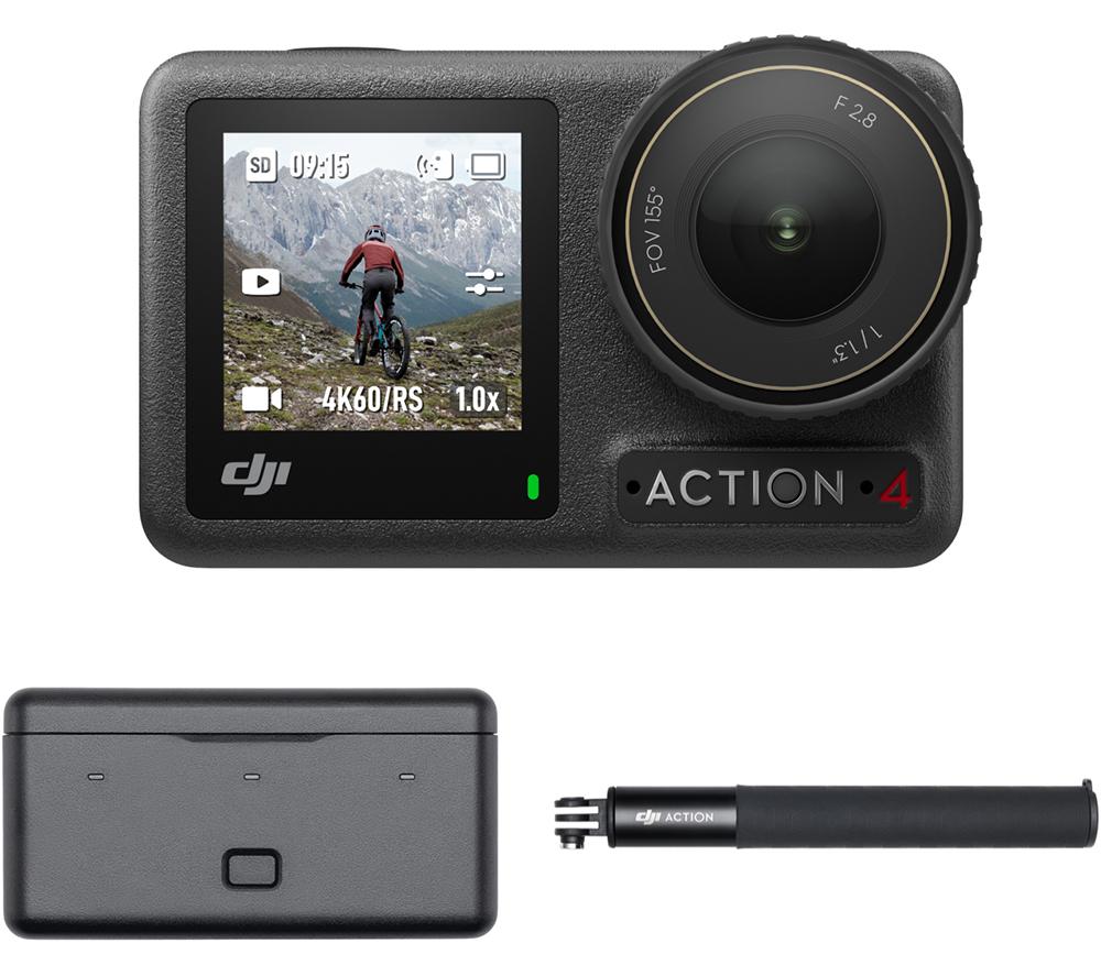 DJI Osmo Action 4 Adventure Combo 4K Ultra HD Action Camera - Black, Black