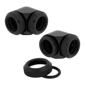 CORSAIR Hydro X Series XF 90° Compression Fitting - 14 mm, Black, Pack of 2, Black