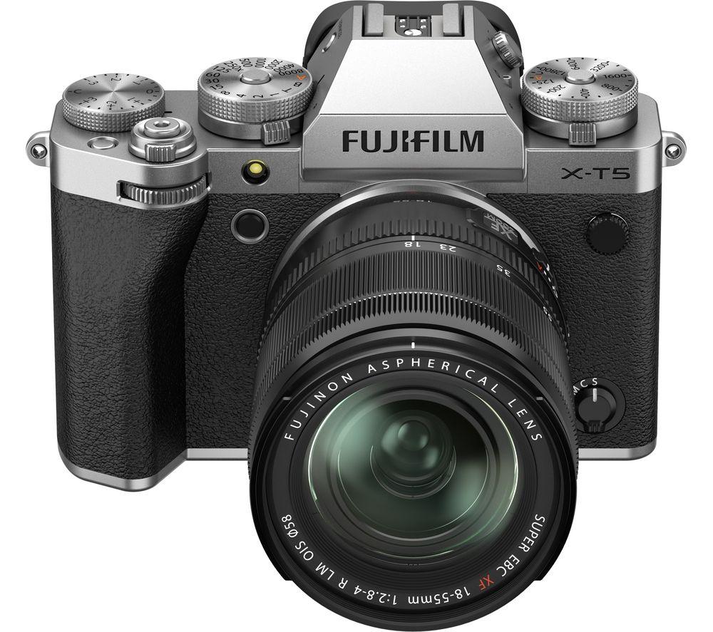 FUJIFILM X-T5 Mirrorless Camera with FUJINON XF 18-55 mm f/2.8-4 R LM OIS Lens - Silver, Silver/Grey