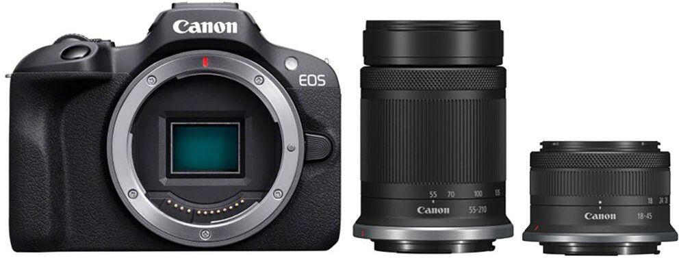 CANON EOS R100 Mirrorless Camera with RF-S 18-45 mm f/4.5-6.3 IS STM & 55-210 mm f/5-7.1 IS STM Lens, Black