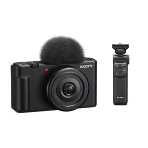 Sony ZV-1F High Performance Compact Vlogging Camera & GP-VPT2BT Shooting Grip Bundle, Black
