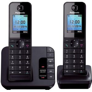 PANASONIC KX-TG8182EB Cordless Phone with Answering Machine - Twin Handsets, Black